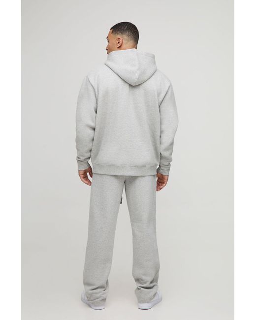 BoohooMAN Gray Oversized Worldwide Official Text Print Zip Through Tracksuit for men