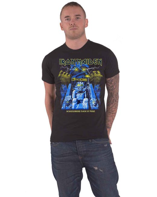 BoohooMAN Blue Iron Maiden Back In Time Mummy T Shirt for men