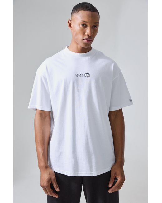 BoohooMAN Gray Active X Og Gym Oversized Extended Neck T-shirt for men