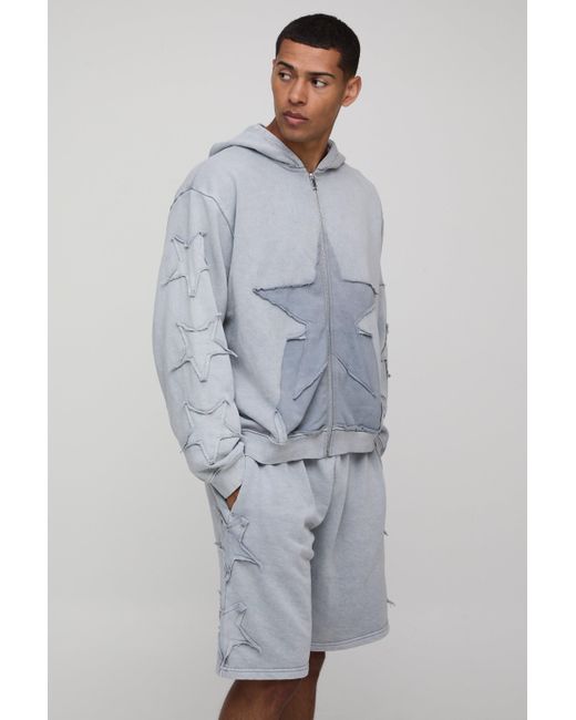 Chándal Oversize Recto De Tela Gofre Con Capucha Boohoo de color Gray