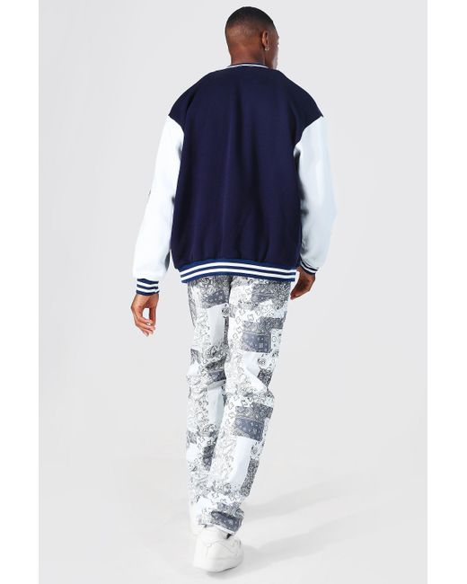 BoohooMAN Jersey Varsity Bomber Jacket 