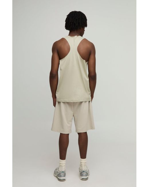 Boohoo Natural Regular Fit Basic Racer Back Tank