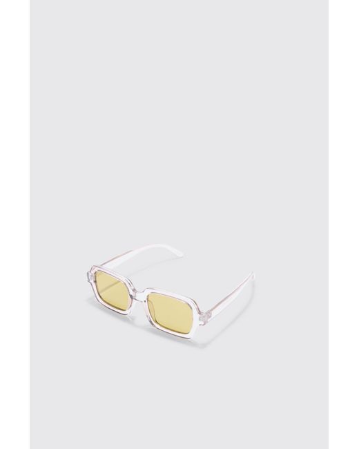 BoohooMAN Rectangular Clear Plastic Sunglasses in White für Herren