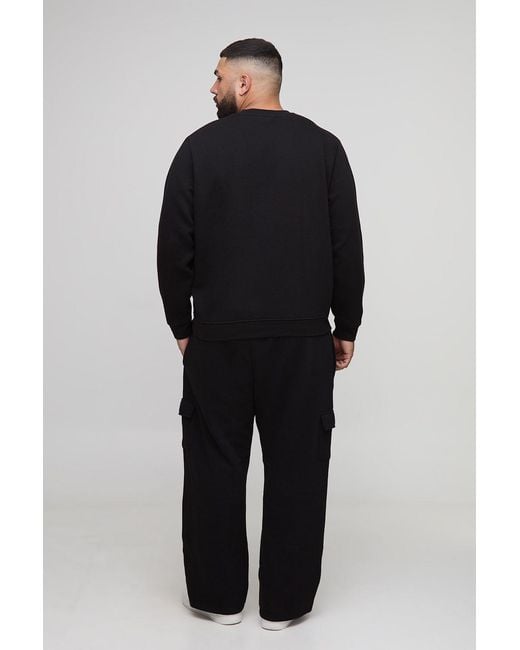 BoohooMAN Black Plus Basic Regular Fit Crew Neck Sweatshirt for men
