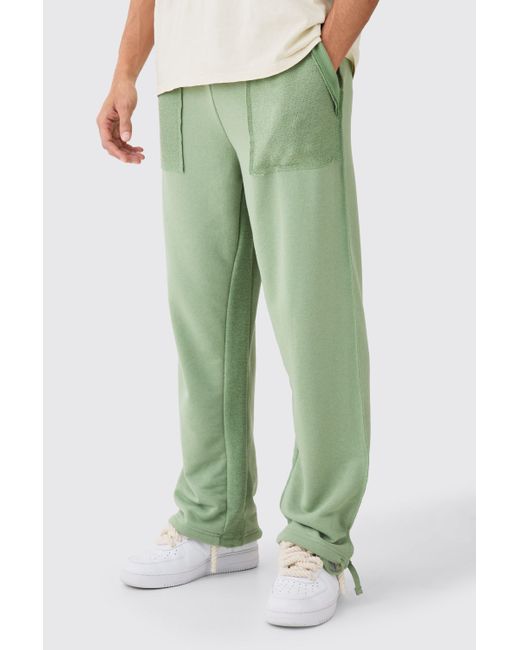 BoohooMAN Green Relaxed Reverse Loopback Jogger for men