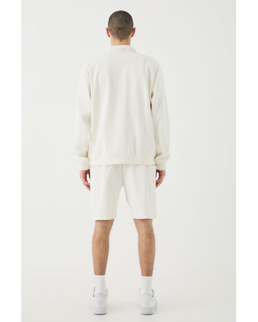BoohooMAN White Oversized Heavyweight Ribbed Jacket for men