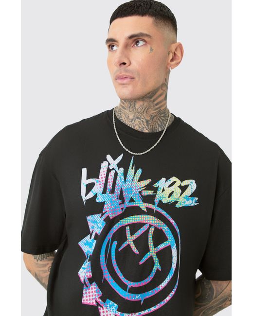 BoohooMAN Tall Oversize Blink 182 License T-shirt Black for men