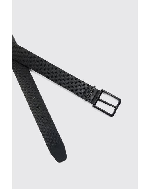 BoohooMAN Black Faux Leather Textured Belt for men