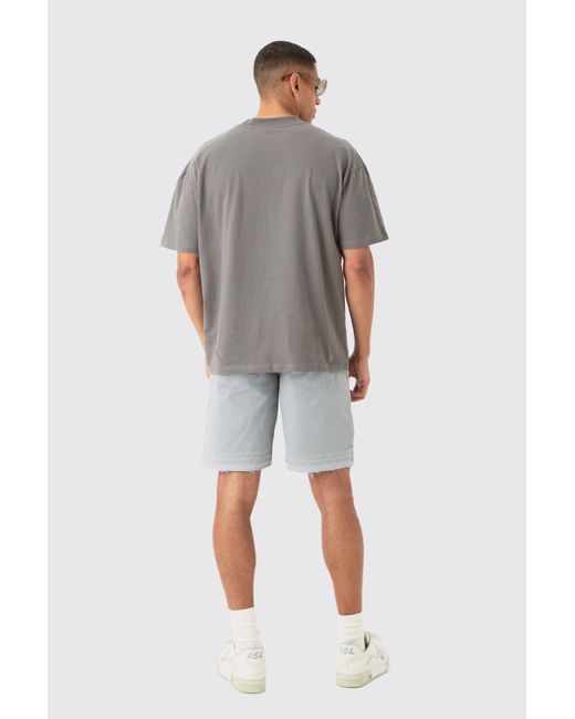 BoohooMAN Blue Fixed Waist Raw Hem Relaxed Gusset Shorts for men