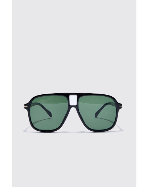 BoohooMAN Plastic Aviator Sunglasses in Black für Herren
