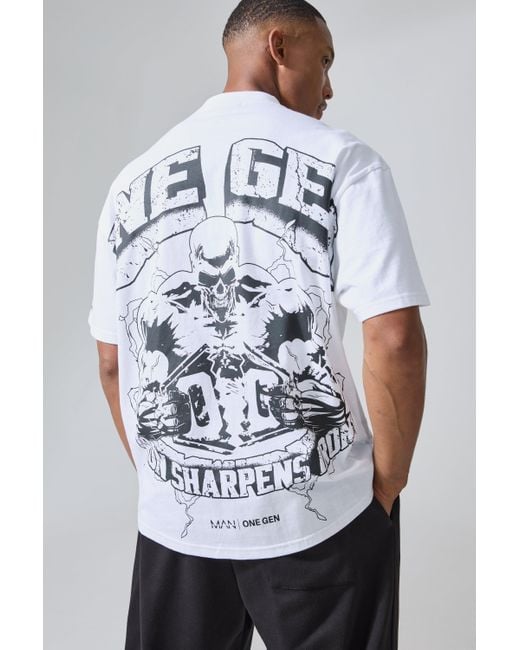 BoohooMAN Man Active X Og Gym Oversized Extended Neck T-shirt in Gray für Herren