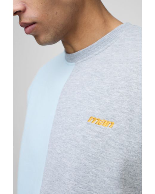 Sudadera Oversize Man Con Colores En Bloque Boohoo de color Blue