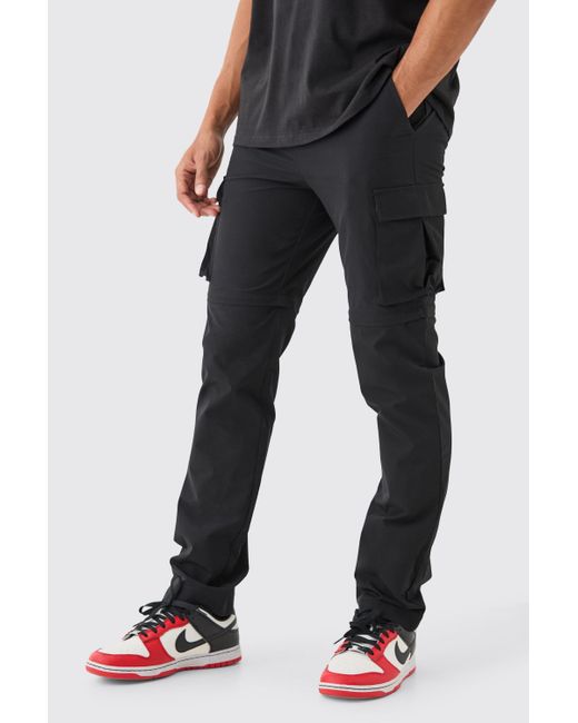 BoohooMAN Blue Technical Stretch Zip Off Hybrid Cargo Pants for men
