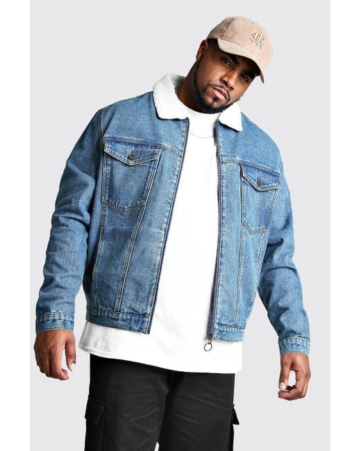 borg longline denim jacket