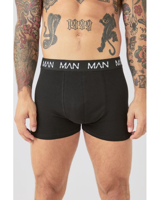 BoohooMAN Black 5 Pack Man Dash Repeat Classic Trunks for men