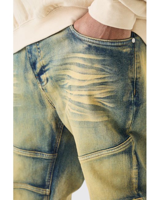 BoohooMAN Plus Skinny Stretch Tinted Panelled Jeans in Multicolor für Herren