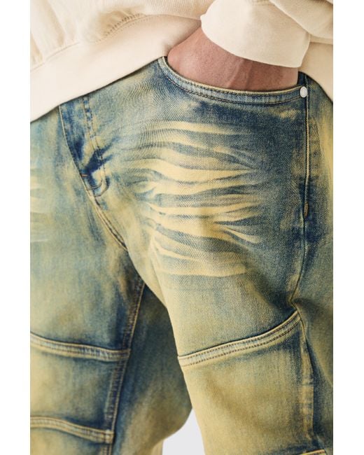 BoohooMAN Multicolor Plus Skinny Stretch Tinted Panelled Jeans for men