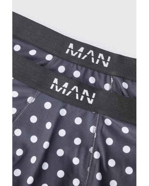 BoohooMAN Gray 2 Pack Polka Dot Printed Boxers for men