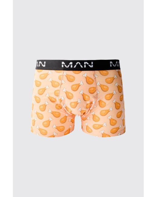 BoohooMAN Orange Man Chicken Leg Printed Boxers for men