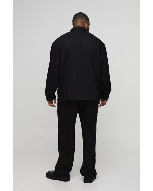 BoohooMAN Black Plus Twill Pocket Detail Regular Overshirt for men