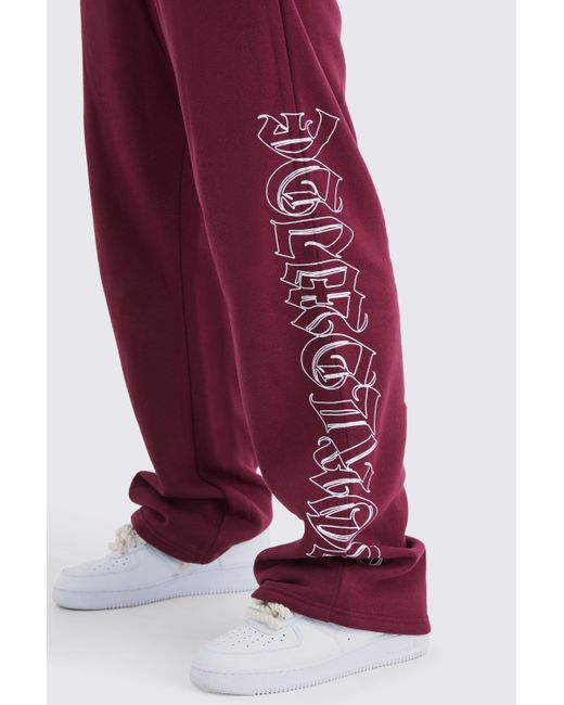 BoohooMAN Red Tall Straight Leg Worldwide Joggers for men