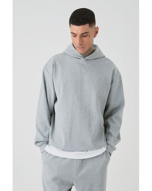 BoohooMAN Gray Tall Oversized Heavyweight Ribbed Hoodie for men