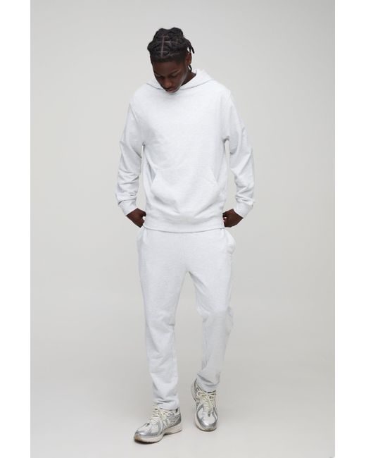 BoohooMAN Basic Hoodie & lockere Jogginghose in White für Herren