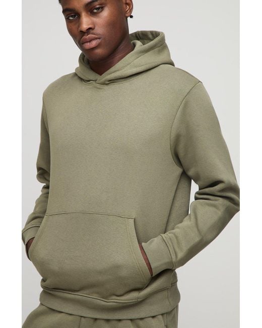 Basic Regular Fit Over The Head Hoodie Boohoo de color Green
