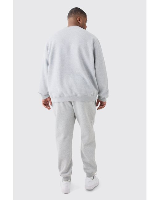 Plus Basic Sweatshirt In Grey Marl Boohoo de color Gray