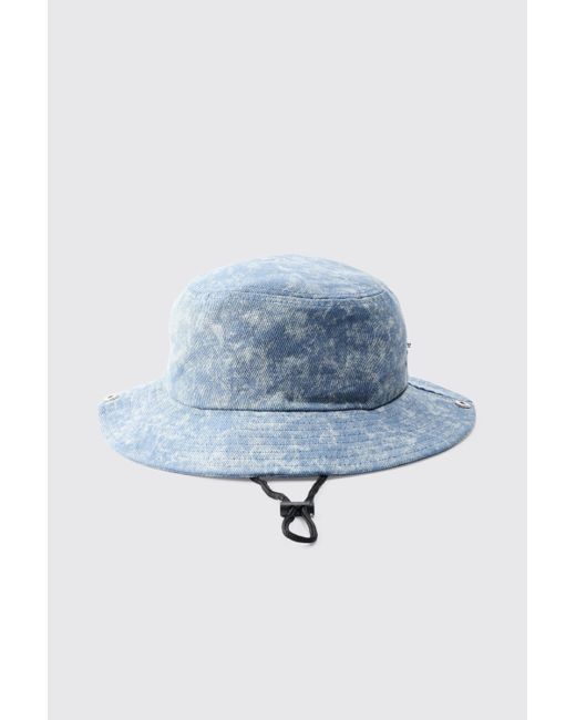 Denim Bucket Hat In Blue Boohoo