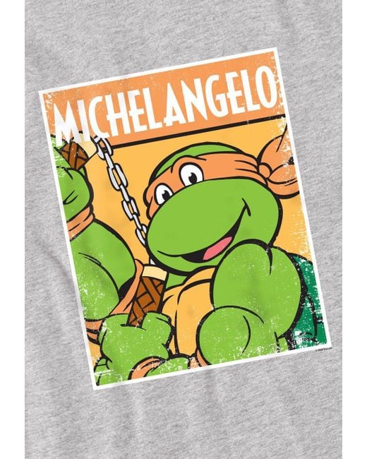 BoohooMAN Green Teenage Mutant Ninja Turtles Tmnt Tmnt Mikey T Shirt, Athletic Heather for men