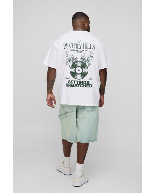 BoohooMAN Gray Plus Oversized Beverly Hills Print T-Shirt for men