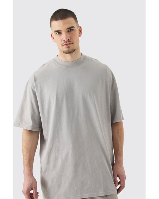 BoohooMAN Tall Oversized Acid Wash T-shirt in Gray für Herren