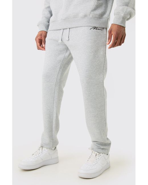 Tall Man Dash Skinny Fit Jogger In Grey Marl Boohoo de color White