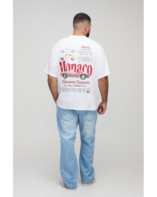 BoohooMAN Plus zerrissene Slim-Fit Schlagjeans mit Kreuz-Stickerei in Blue für Herren