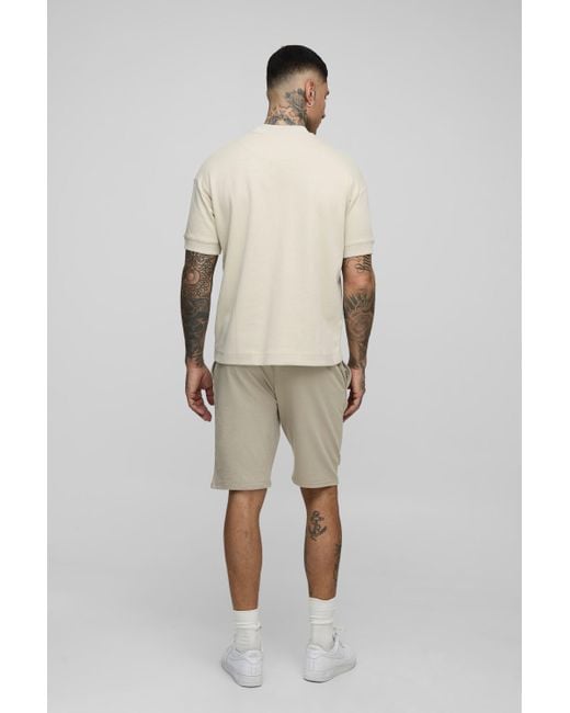 BoohooMAN Natural Tall Lightweight Loopback Regular Fit Basic Shorts for men