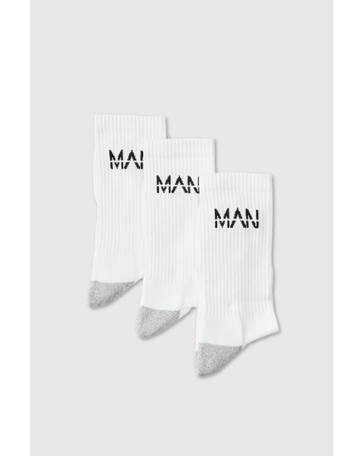 BoohooMAN White Active Cushioned Training Crew 3 Pack Socks for men