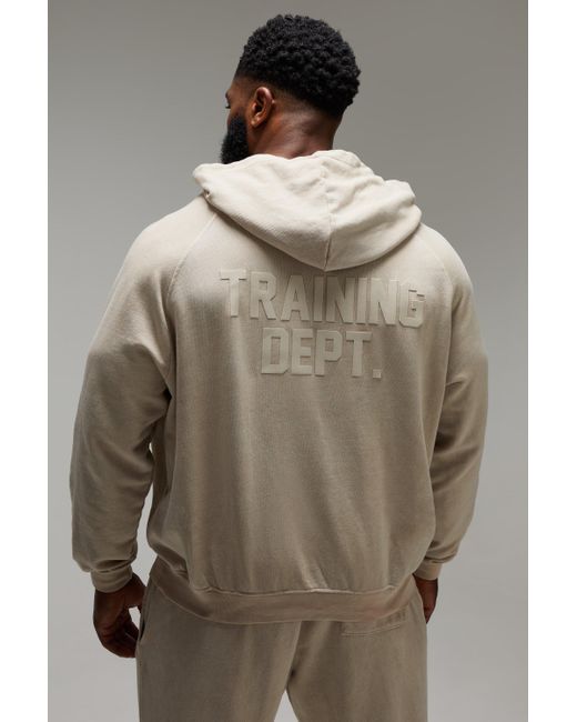 BoohooMAN Gray Active Training Dept Washed Oversized Hoodie for men