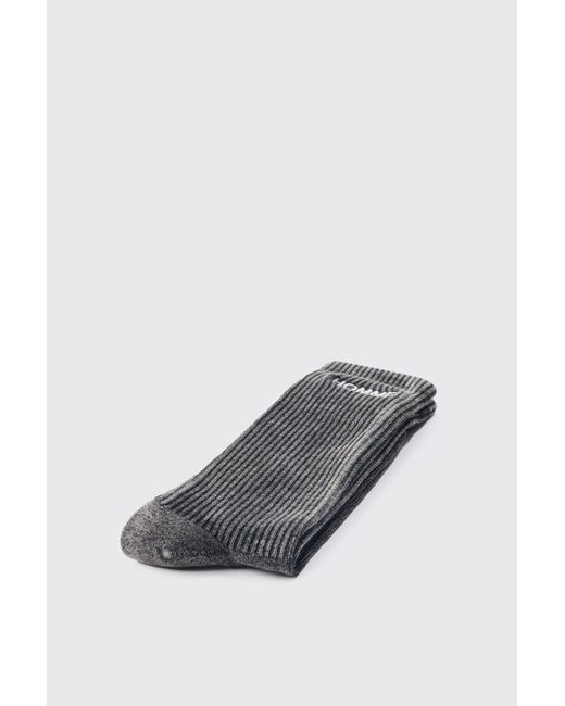 BoohooMAN Black Overdyed Grey Socks for men