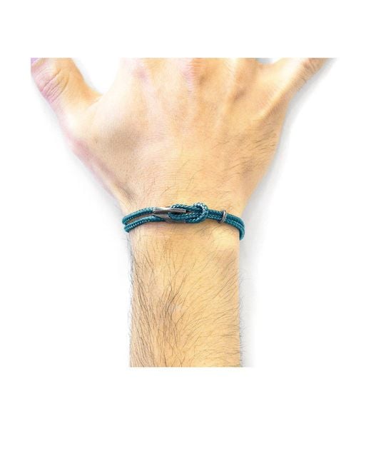 BoohooMAN Blue Anchor & Crew Padstow Silver And Rope Bracelet for men