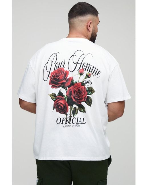 Boohoo White Plus Oversized Official Floral Print T-Shirt
