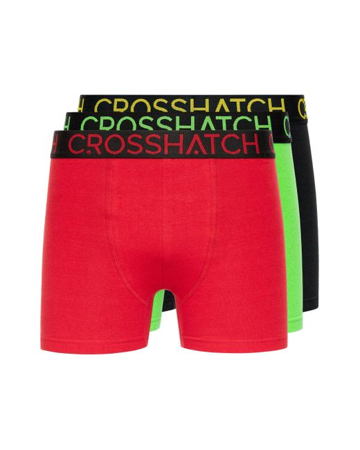 BoohooMAN Red Crosshatch Highlighter Boxers 3pk for men