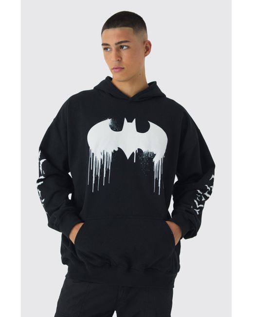 BoohooMAN Blue Oversized Dc Batman License Multi Print Hoodie for men