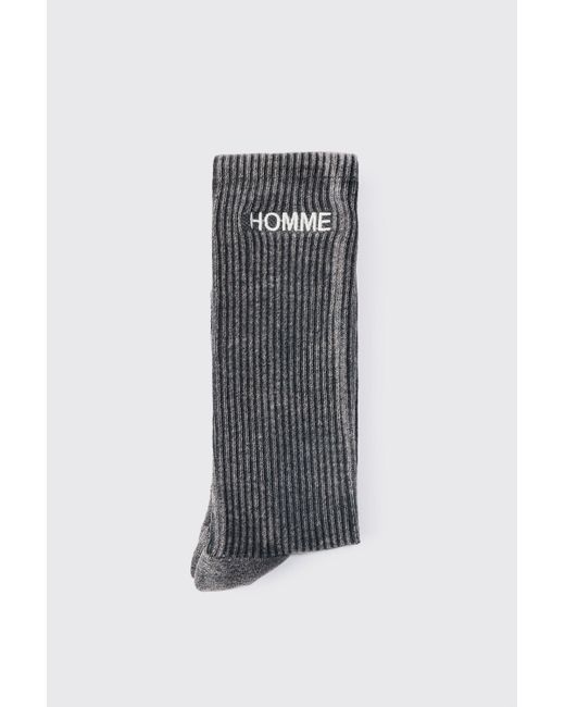 BoohooMAN Black Overdyed Grey Socks for men