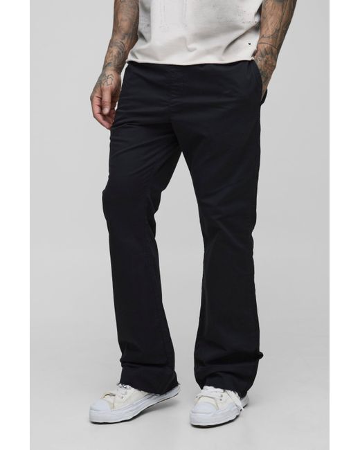 BoohooMAN Black Tall Elasticated Waist Flared Pants for men