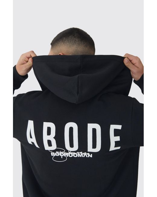 BoohooMAN Black Zip Through Abode Hoodie for men