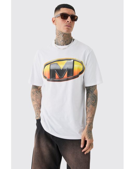 BoohooMAN White Tall Core Fit M Logo Print T-shirt for men