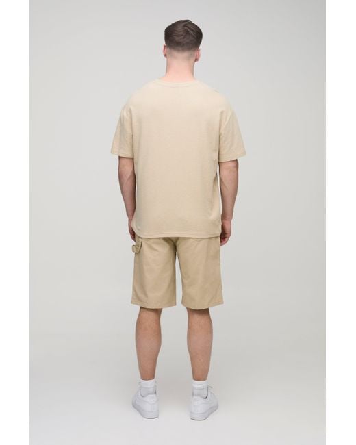 Pantalón Corto Tall Holgado Estilo Carpintero Boohoo de color Natural