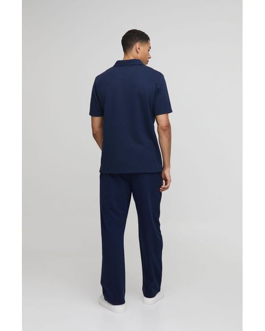 BoohooMAN Blue 260Gsm Loopback Basic Straight Fit Sweatpants for men