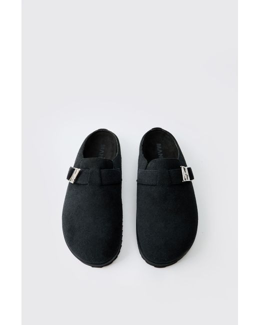 BoohooMAN Mules mit Bhm-Print in Black für Herren